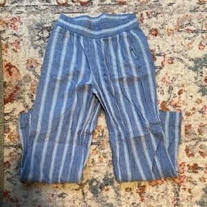 Old Navy Blue & White Stripe Wide-Leg Pants